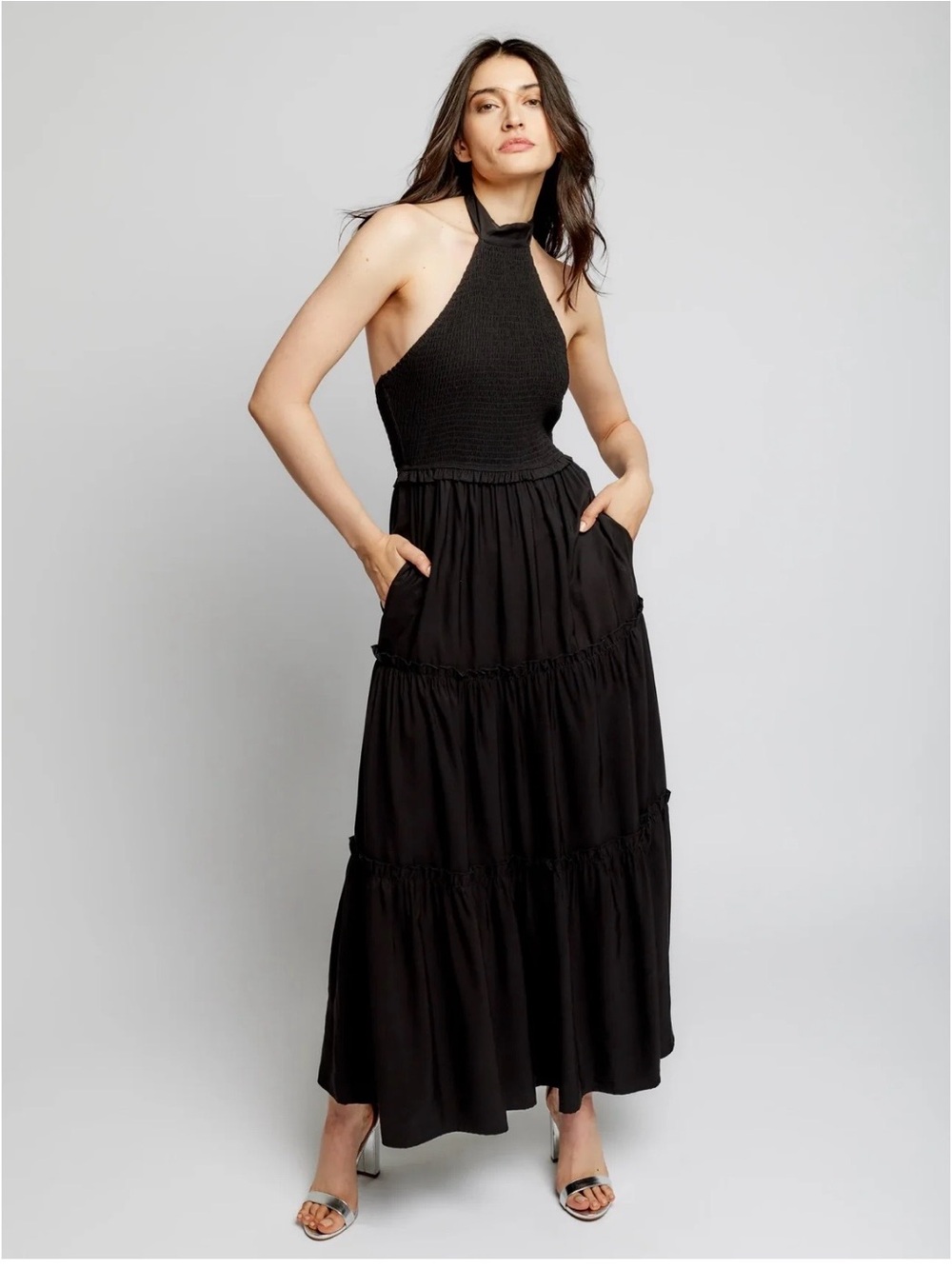 ⚡️LBLC The Label Naomi Black Halter Tiered Maxi Dress